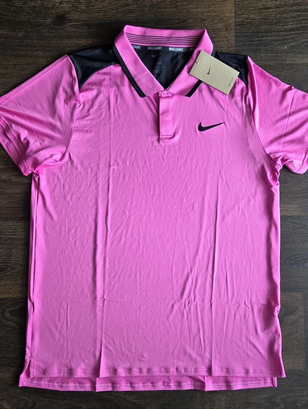 Nike Court Advantage Polo Shirt Mens Pink Dri-Fit Performance Tennis Large FD531